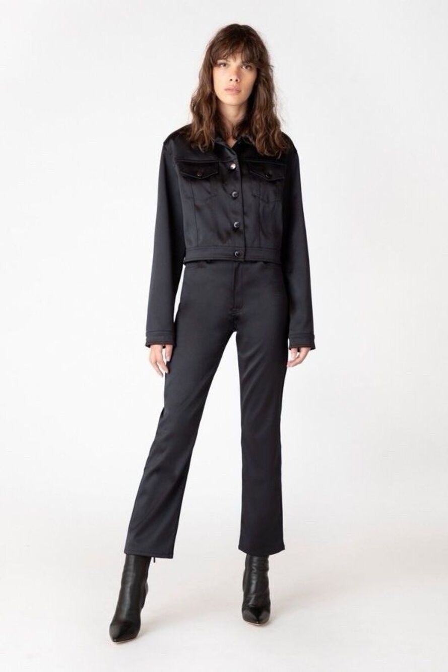 J. Brand Jules High-Rise Ankle Straight Pant In Black Satin NWT Size 29